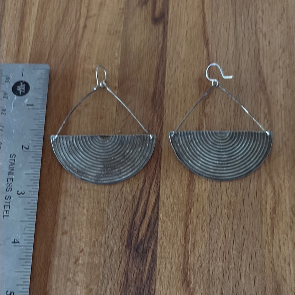 Large Silver Geometric Earrings